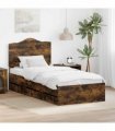 vidaXL Bed Frame with Drawer Smoked Oak 90 x 200 cm Engineer Wood