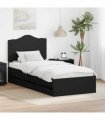 vidaXL Bed Frame with Drawer Black 75 x 190 cm Engineer Wood
