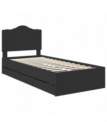vidaXL Bed Frame with Drawer Black 75 x 190 cm Engineer Wood