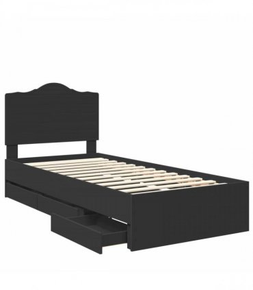 vidaXL Bed Frame with Drawer Black 75 x 190 cm Engineer Wood