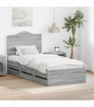 vidaXL Bed Frame with Drawer Grey Sonoma 75 x 190 cm Engineer Wood
