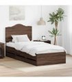 vidaXL Bed Frame with Drawer Brown Oak 75 x 190 cm Engineer Wood