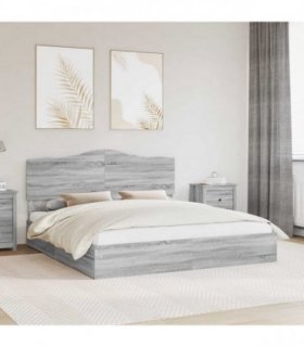 vidaXL Storage Bed Adjustable Grey Sonoma 200 x 200 cm Engineered Wood