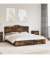 vidaXL Storage Bed with Drawer Smoked Oak 180 x 200 cm Engineered Wood