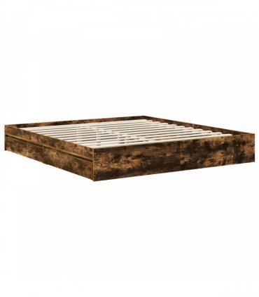 vidaXL Storage Bed with Drawer Smoked Oak 180 x 200 cm Engineered Wood