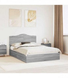 vidaXL Storage Bed Adjustable Grey Sonoma 160 x 200 cm Engineered Wood