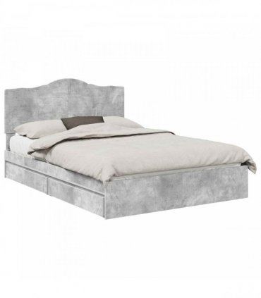 vidaXL Storage Bed Concrete Grey 150 x 200 cm Engineered Wood