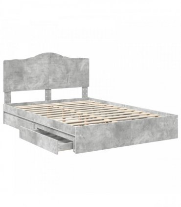 vidaXL Storage Bed Concrete Grey 150 x 200 cm Engineered Wood
