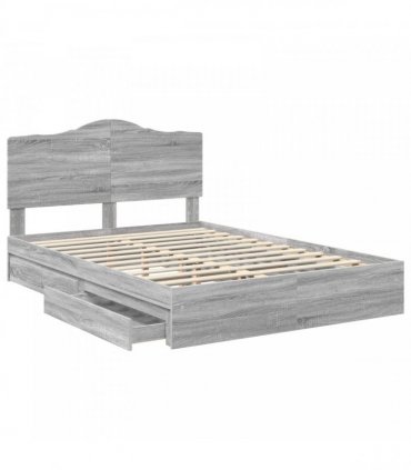 vidaXL Storage Bed Adjustable Grey Sonoma 150 x 200 cm Engineered Wood