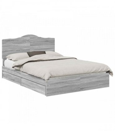 vidaXL Storage Bed Adjustable Grey Sonoma 140 x 200 cm Engineered Wood