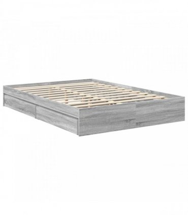 vidaXL Storage Bed Adjustable Grey Sonoma 140 x 200 cm Engineered Wood