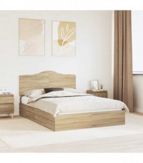 vidaXL Storage Bed with Drawer Sonoma Oak 140 x 190 cm Engineered Wood