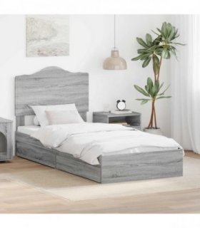 vidaXL Storage Bed Adjustable Grey Sonoma 100 x 200 cm Engineered Wood