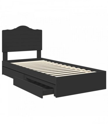 vidaXL Storage Bed with Drawer Black 90 x 190 cm Engineered Wood