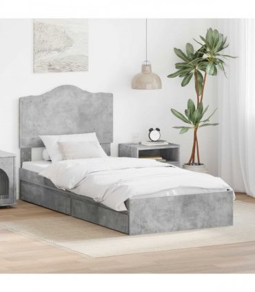vidaXL Storage Bed Concrete Grey 90 x 190 cm Engineered Wood