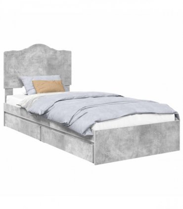 vidaXL Storage Bed Concrete Grey 90 x 190 cm Engineered Wood