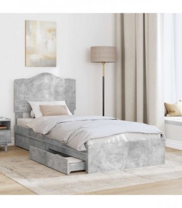 vidaXL Storage Bed Concrete Grey 90 x 190 cm Engineered Wood