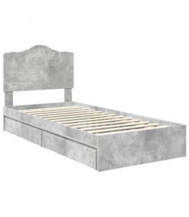 vidaXL Storage Bed Concrete Grey 90 x 190 cm Engineered Wood