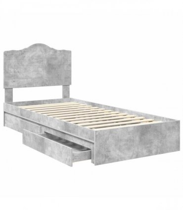 vidaXL Storage Bed Concrete Grey 90 x 190 cm Engineered Wood