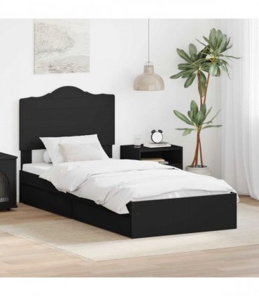 vidaXL Storage Bed with Drawer Black 70 x 190 cm Engineered Wood