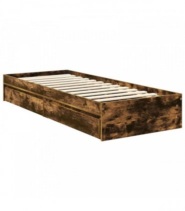 vidaXL Storage Bed with Drawer Smoked Oak 70 x 190 cm Engineered Wood