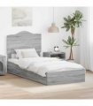 vidaXL Storage Bed with Drawer Grey Sonoma 70 x 190 cm Engineered Wood