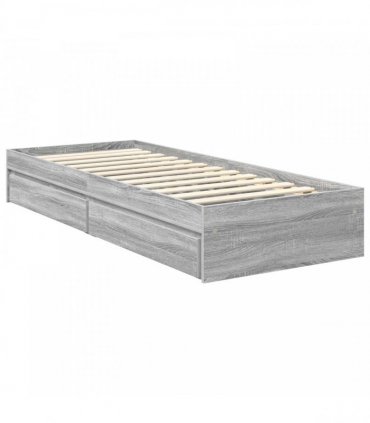 vidaXL Storage Bed with Drawer Grey Sonoma 70 x 190 cm Engineered Wood