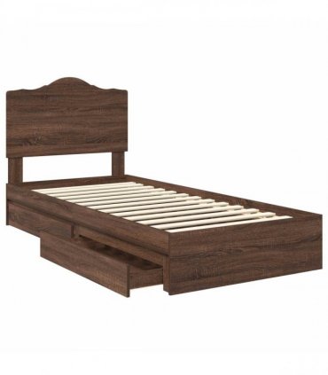 vidaXL Storage Bed with Drawer Brown Oak 70 x 190 cm Engineered Wood