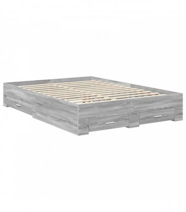 vidaXL Bed Frame Grey Sonoma 160 x 200 cm Engineered Wood