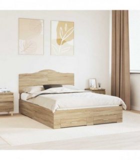 vidaXL Bed Frame with Drawer Sonoma Oak 150 x 200 cm Engineered Wood