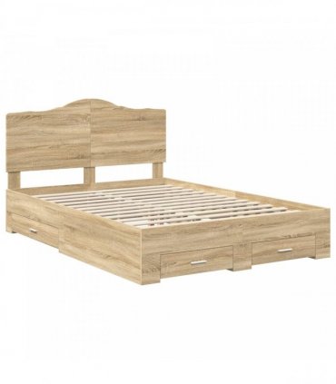 vidaXL Bed Frame with Drawer Sonoma Oak 150 x 200 cm Engineered Wood