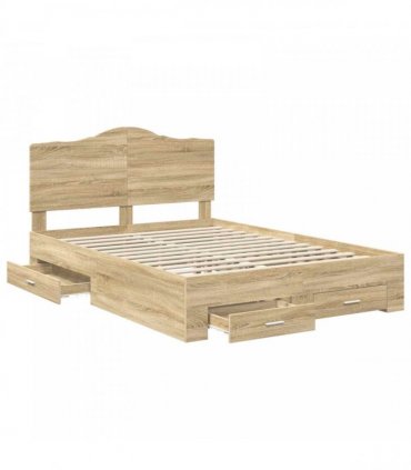 vidaXL Bed Frame with Drawer Sonoma Oak 150 x 200 cm Engineered Wood