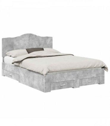 vidaXL Bed Frame Concrete Grey 140 x 200 cm Engineered Wood