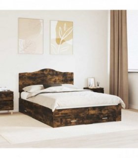 vidaXL Bed Frame Smoked Oak 140 x 200 cm Engineered Wood