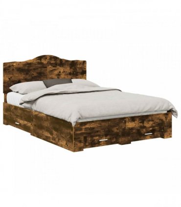 vidaXL Bed Frame Smoked Oak 140 x 200 cm Engineered Wood