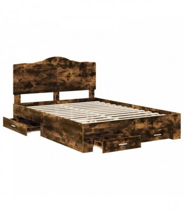 vidaXL Bed Frame Smoked Oak 140 x 200 cm Engineered Wood