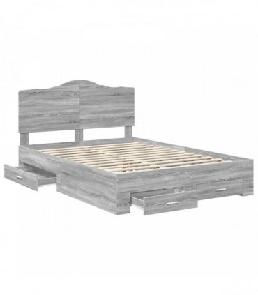 vidaXL Bed Frame Grey Sonoma 140 x 200 cm Engineered Wood