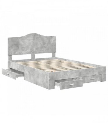 vidaXL Bed Frame Concrete Grey 140 x 190 cm Engineered Wood