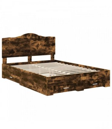vidaXL Bed Frame Smoked Oak 140 x 190 cm Engineered Wood