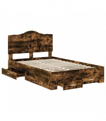vidaXL Bed Frame Smoked Oak 135 x 190 cm Engineered Wood