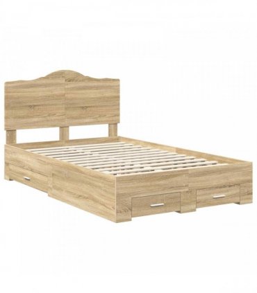 vidaXL Bed Frame with Drawer Sonoma Oak 120 x 200 cm Engineered Wood
