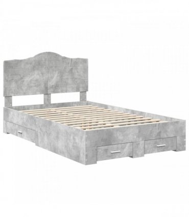 vidaXL Bed Frame Concrete Grey 120 x 190 cm Engineered Wood