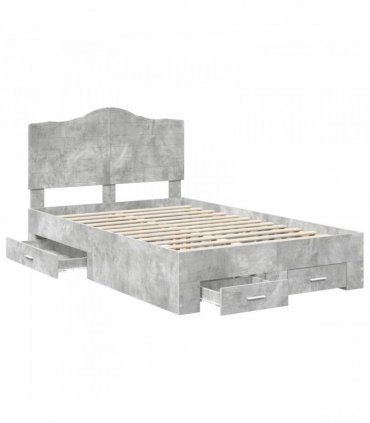 vidaXL Bed Frame Concrete Grey 120 x 190 cm Engineered Wood