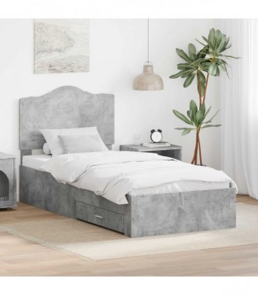 vidaXL Bed Frame Concrete Grey 100 x 200 cm Engineered Wood