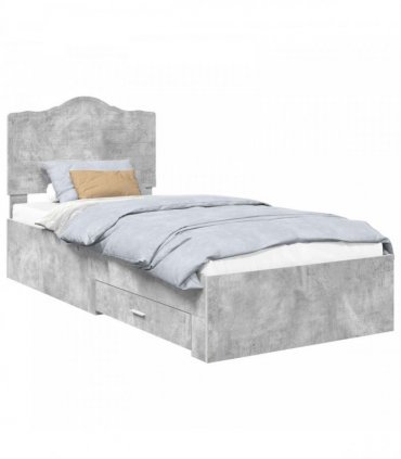 vidaXL Bed Frame Concrete Grey 100 x 200 cm Engineered Wood