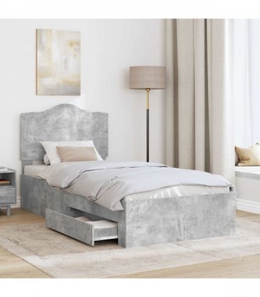 vidaXL Bed Frame Concrete Grey 100 x 200 cm Engineered Wood