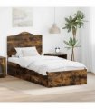 vidaXL Bed Frame with Drawer Smoked Oak 100 x 200 cm Engineered Wood
