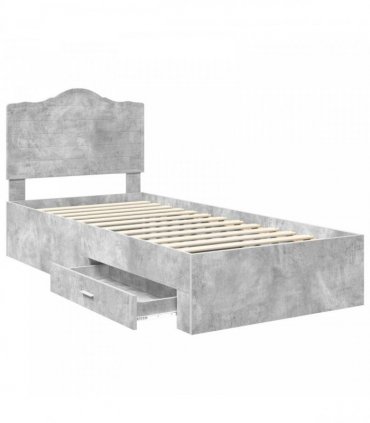 vidaXL Bed Frame Concrete Grey 90 x 200 cm Engineered Wood