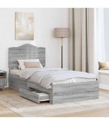 vidaXL Bed Frame Grey Sonoma 90 x 200 cm Engineered Wood