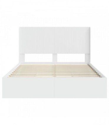 vidaXL Bed Frame with Storage and Headboard White 160 x 200 cm